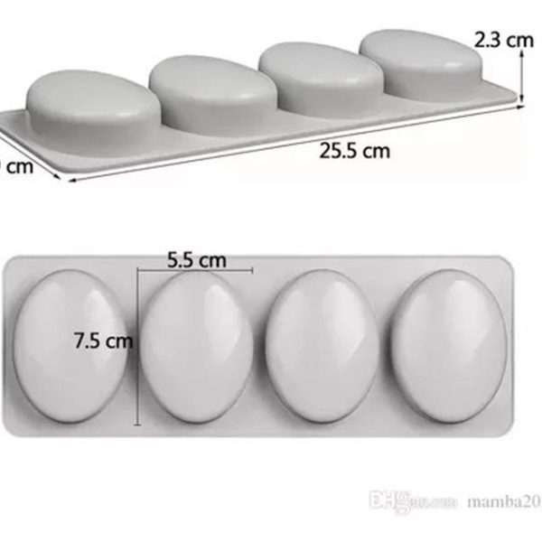 Molde de silicona para jabon ovalado 4 cavidades - Imagen 3