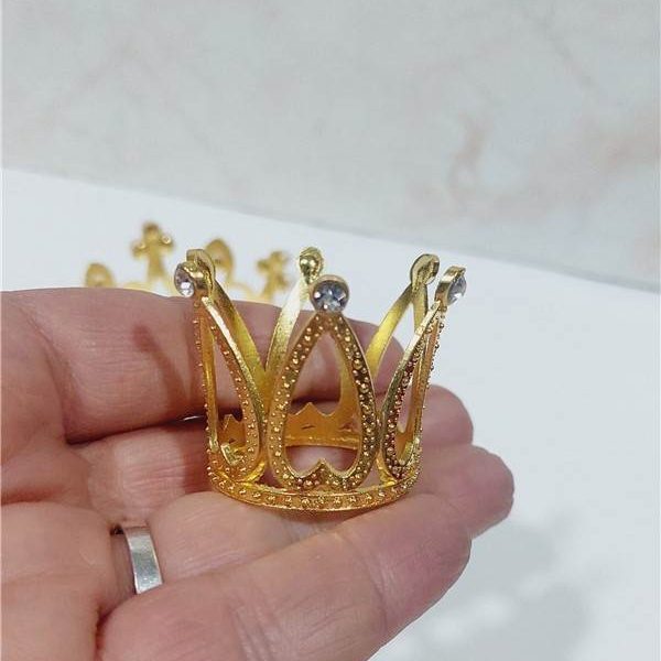 Corona de metal mini dorada o plateada con strass - Imagen 2