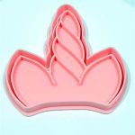 Cortante plástico con sello para cookie o galletita unicornio cuerno y orejas