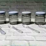 Frasco de vidrio 40 cc con tapa de metal ciega x 10 con cucharita acrilica
