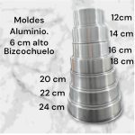 Molde de aluminio bizcochuelo  de 14 cm de diámetro y 6 cm de alto