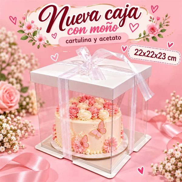 Caja cubro laterales de acetato y tapas de cartulina blanca x 5 u - Imagen 2