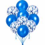 Set de 10 globos perlados y confetti  azul