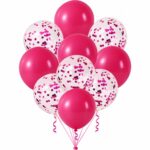 Set de 10 globos perlados y confetti fucsia