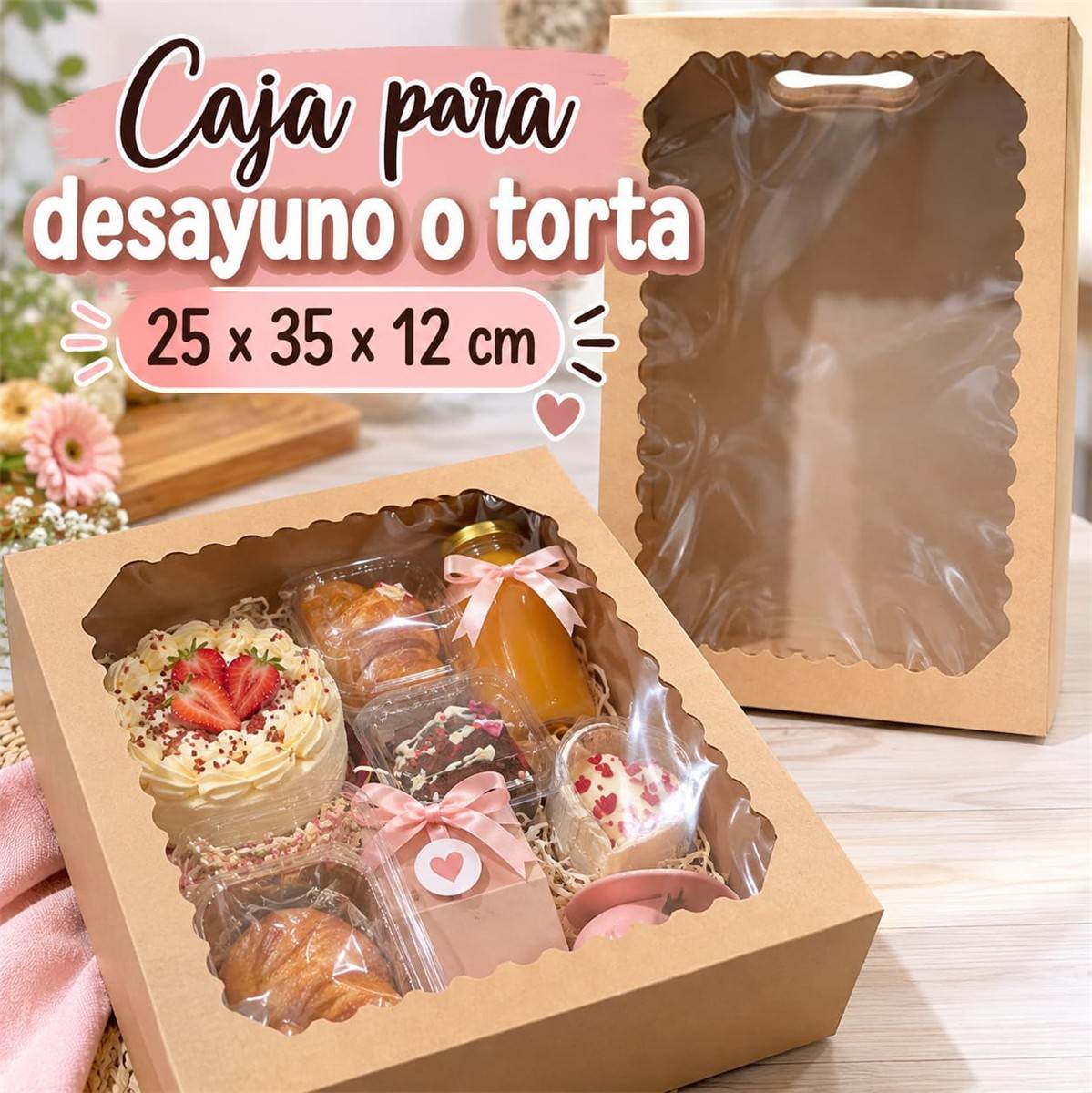 1e7e0b24-1d93-46f0-91e1-60ad20ceff22 Caja para desayuno craft con visor 25x35x12 cm x 10 unidades - Imagen 1