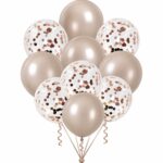 Set de 10 globos perlados y confetti  plateado