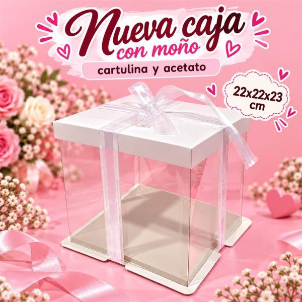 Caja cubro laterales de acetato y tapas de cartulina blanca x 5 u
