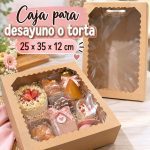 Caja para desayuno craft con visor 25x35x12 cm