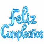 Frase globo Feliz Cumpleaños celeste para decorar