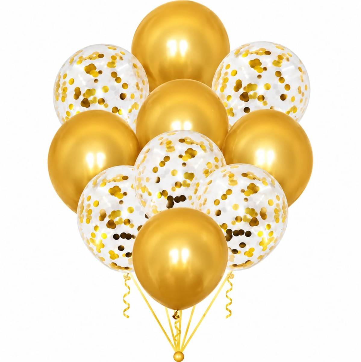 84ac5ea7-47e0-4eda-aa89-10c3b3ced960 Set de 10 globos perlados y confetti dorado - Imagen 1