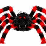 Araña colgante para decorar peluda negra y roja
