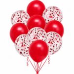 Set de 10 globos perlados y confetti rojo